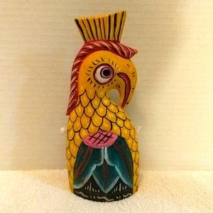 Wooden Hand Carved And Painted Parrot Bell Made In Indonesia